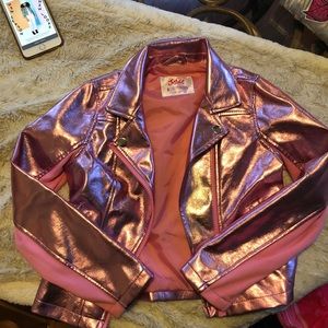 Justice Girl’s size 8 pink Metallic Moto Jacket